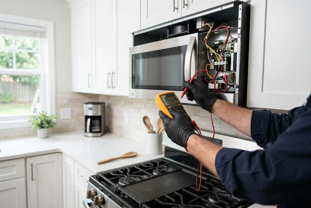 Microwave Repair technician at work