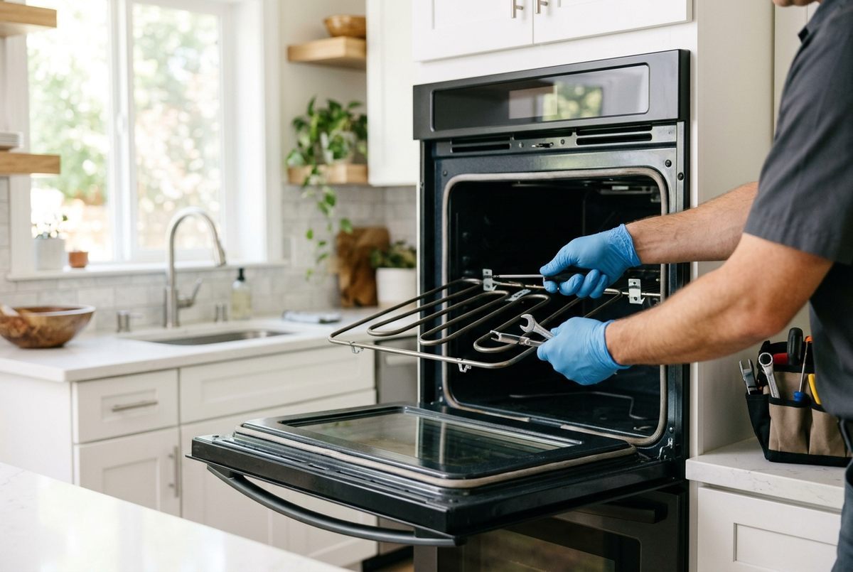 Oven Repair technician at work