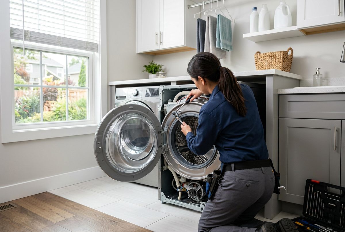 Washer Repair technician at work